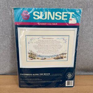 Sunset Counted Cross Stitch Kit Footprints Along the Beach #13558 Liz Shepard